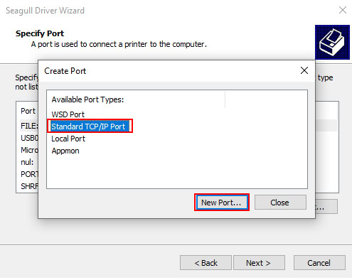 Tiếp theo chọn “Standard TCP/IP Port” rồi đến “New Port…”