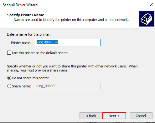 Chọn ô “Do not share this printer”