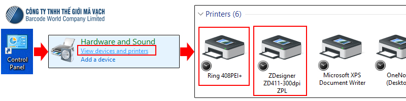 Kiểm tra kết nối giữa máy in mã vạch và máy tính trước khi in