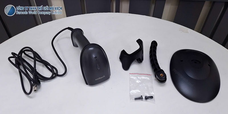 Quy cách đóng gói của máy quét mã vạch Untech MS838 Quy cách đóng gói của máy quét mã vạch Untech MS838