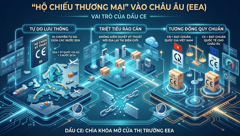 Dấu CE chìa khoá mở cửa thị trường EEA Dấu CE chìa khoá mở cửa thị trường EEA