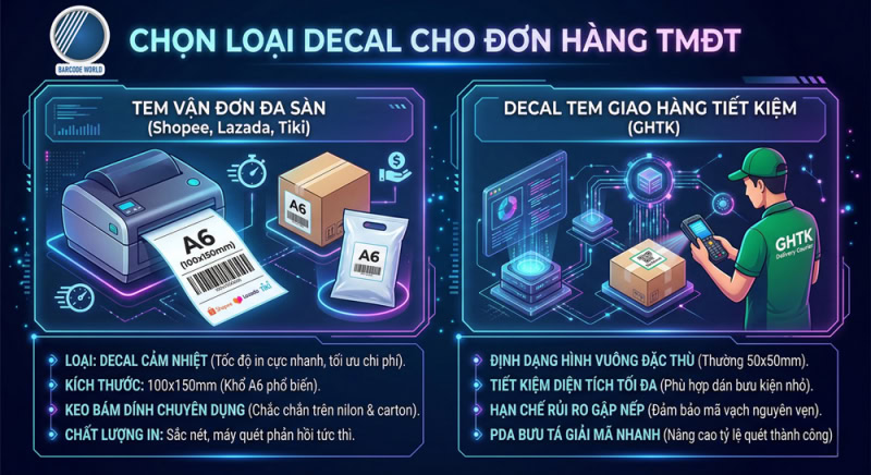 Decal in tem dán đơn hàng thương mại điện tử Decal in tem dán đơn hàng thương mại điện tử