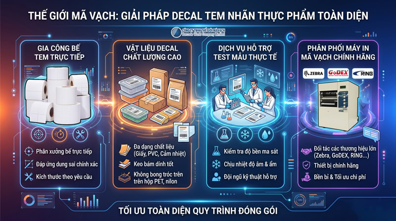 Giải pháp in tem nhãn thực phẩm toàn diện tại Thế Giới Mã Vạch Giải pháp in tem nhãn thực phẩm toàn diện tại Thế Giới Mã Vạch