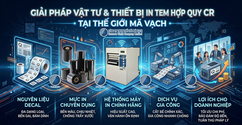 Giải pháp vật tư và thiết bị in tem hợp quy CR chuyên nghiệp Giải pháp vật tư và thiết bị in tem hợp quy CR chuyên nghiệp