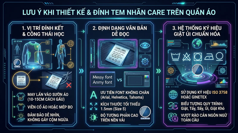 Lưu ý thiết kế và đính tem care lên quần áo Lưu ý thiết kế và đính tem care lên quần áo