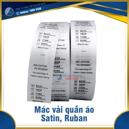 Mác vải quần áo satin, ruban