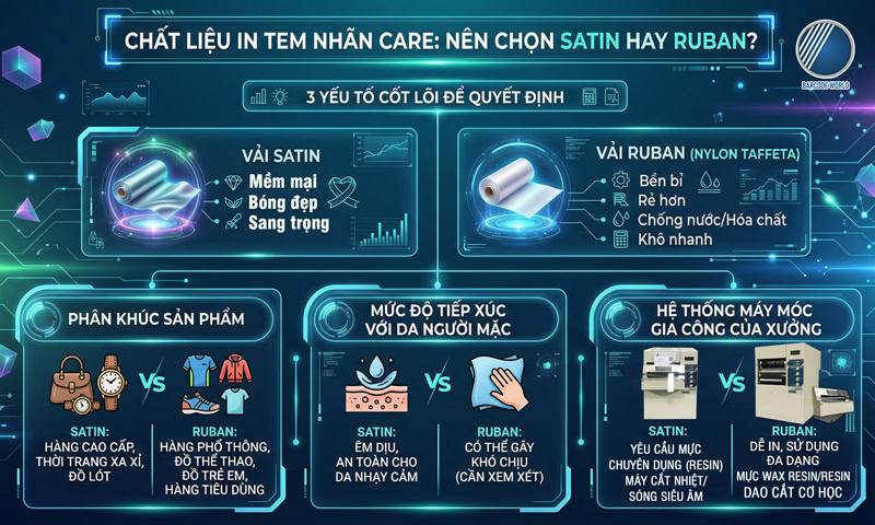 Nên chọn chất liệu in tem care satin hay ruban Nên chọn chất liệu in tem care satin hay ruban