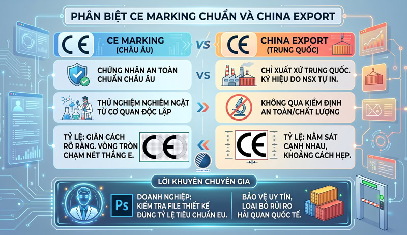 Phân biệt tem CE Marking chuẩn và China Export Phân biệt tem CE Marking chuẩn và China Export