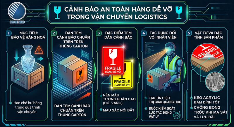 Tem dán cảnh báo hàng hóa dễ vỡ trong quá trình vận chuyển Tem dán cảnh báo hàng hóa dễ vỡ trong quá trình vận chuyển