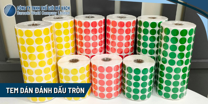 Tem dán đánh dấu có màu sắc đa dạng, hình tròn