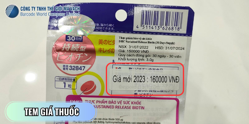 Tem mã vạch, giá tiền bán lẻ thuốc