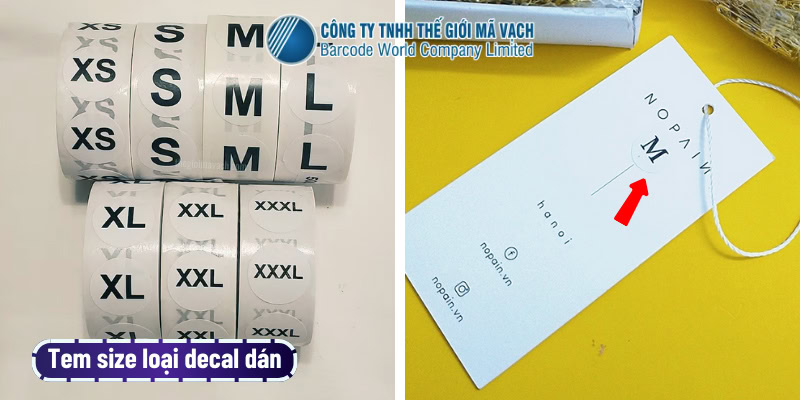 Tem size loại decal dán