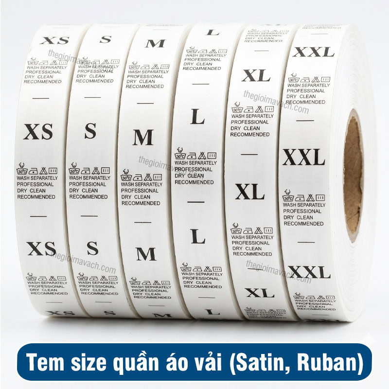 Tem size vải quần áo Satin, Ruban