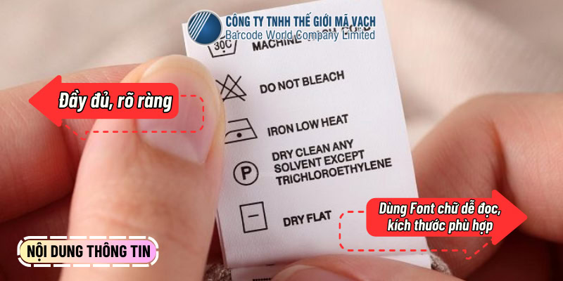 Xem xét nội dung thông tin in trên mác vải quần áo