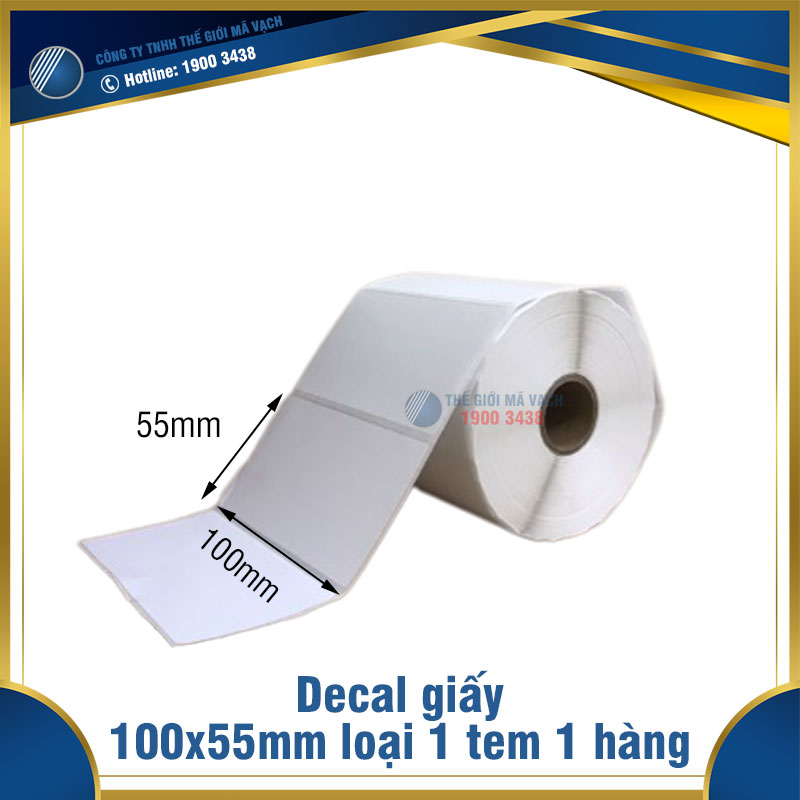 Decal giấy in mã vạch 100x55mm loại 1 tem 1 hàng