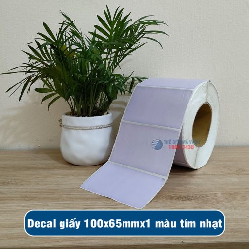 Decal giấy in mã vạch 100x65mm màu tím nhạt giá tốt
