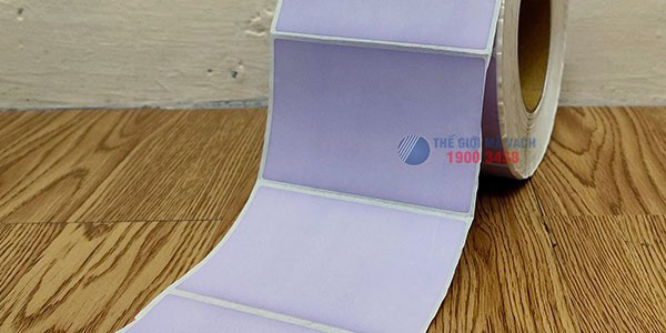 Decal giấy in mã vạch 100x65mm màu tím nhạt có màu sắc khác biệt