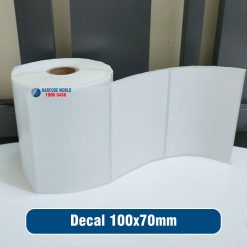 Decal giấy in mã vạch 100x70mm loại 1 tem 1 hàng cuộn 50m