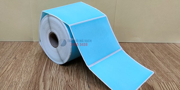 Decal giấy in mã vạch 100x70mm màu xanh nhạt giá tốt, chất lượng