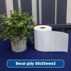 Decal giấy in mã vạch 50x25mm loại 2 tem 1 hàng giá tốt