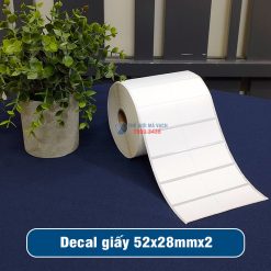 Decal giấy in mã vạch 52x28mm loại 2 tem 1 hàng giá tốt