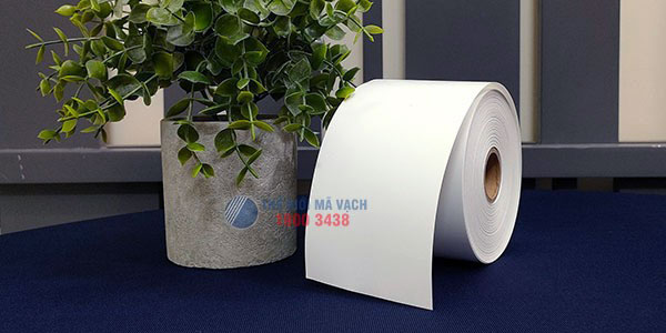 Decal giấy 70mm dạng cuộn liên tục, không bế tem