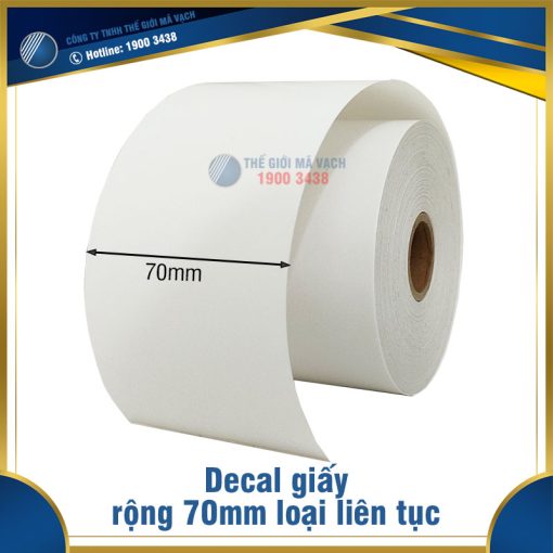 Decal giấy in mã vạch 70mm cuộn liên tục