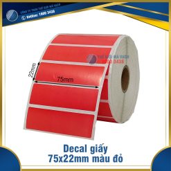 Decal giấy in mã vạch 75x22mm màu đỏ
