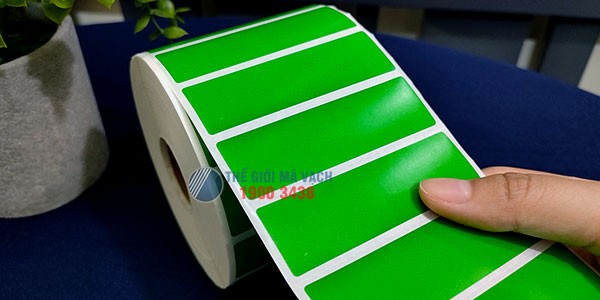 Decal giấy in mã vạch 75x22mm màu xanh lá với màu sắc nổi bật