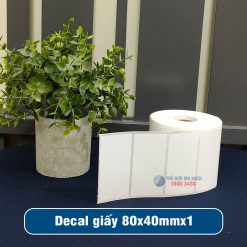 Decal giấy in mã vạch 80x40mm loại 1 tem 1 hàng giá tốt