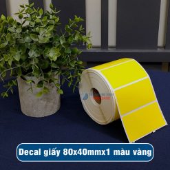Decal giấy in mã vạch 80x40mm màu vàng giá tốt