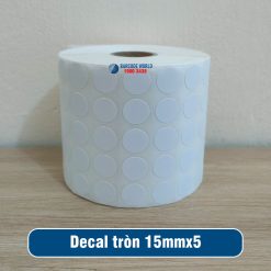 Decal giấy tem tròn phi 15mm loại 5 tem 1 hàng giá tốt