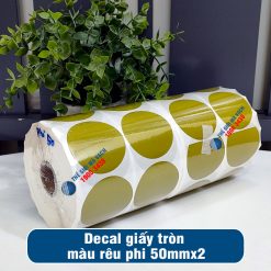 Decal giấy tem tròn phi 50mm màu rêu loại 2 tem 1 hàng giá tốt