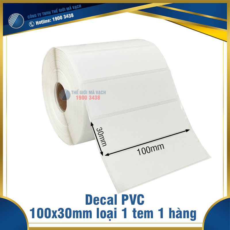 Decal nhựa PVC 100x30mm loại 1 tem 1 hàng