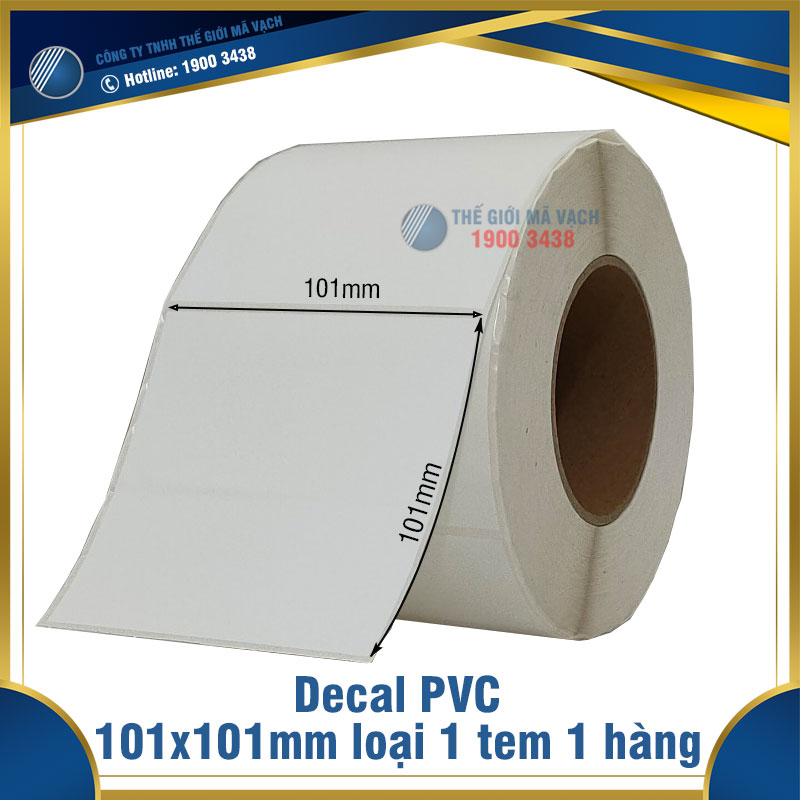 Decal nhựa PVC 101x101mm loại 1 tem 1 hàng