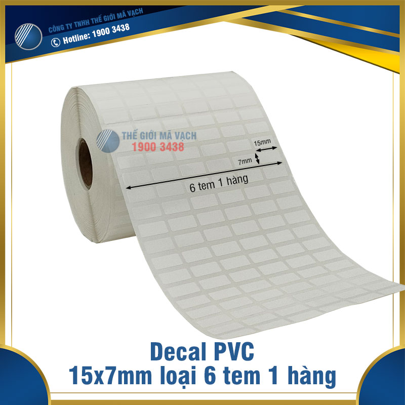 Decal nhựa PVC 15x7mm loại 6 tem 1 hàng