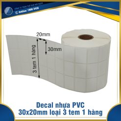 Decal nhựa PVC 30x20mm loại 3 tem 1 hàng