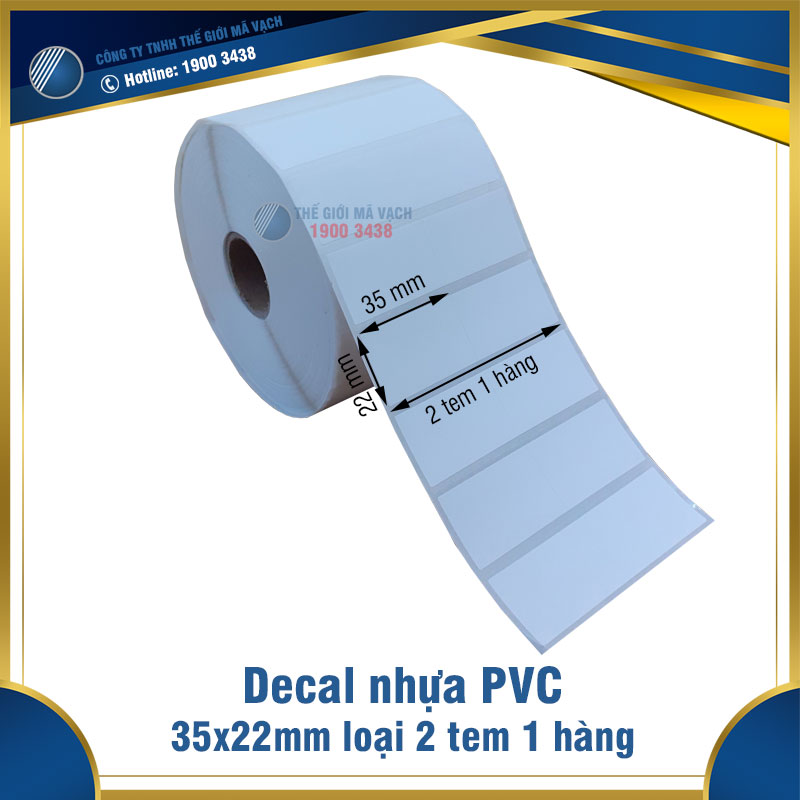 Decal nhựa PVC 35x22mm loại 2 tem 1 hàng