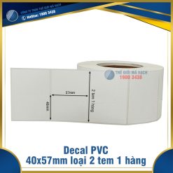 Decal nhựa PVC 40x57mm loại 2 tem 1 hàng