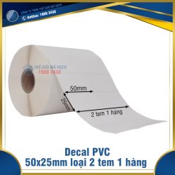 Decal nhựa PVC 50x25mm loại 2 tem 1 hàng