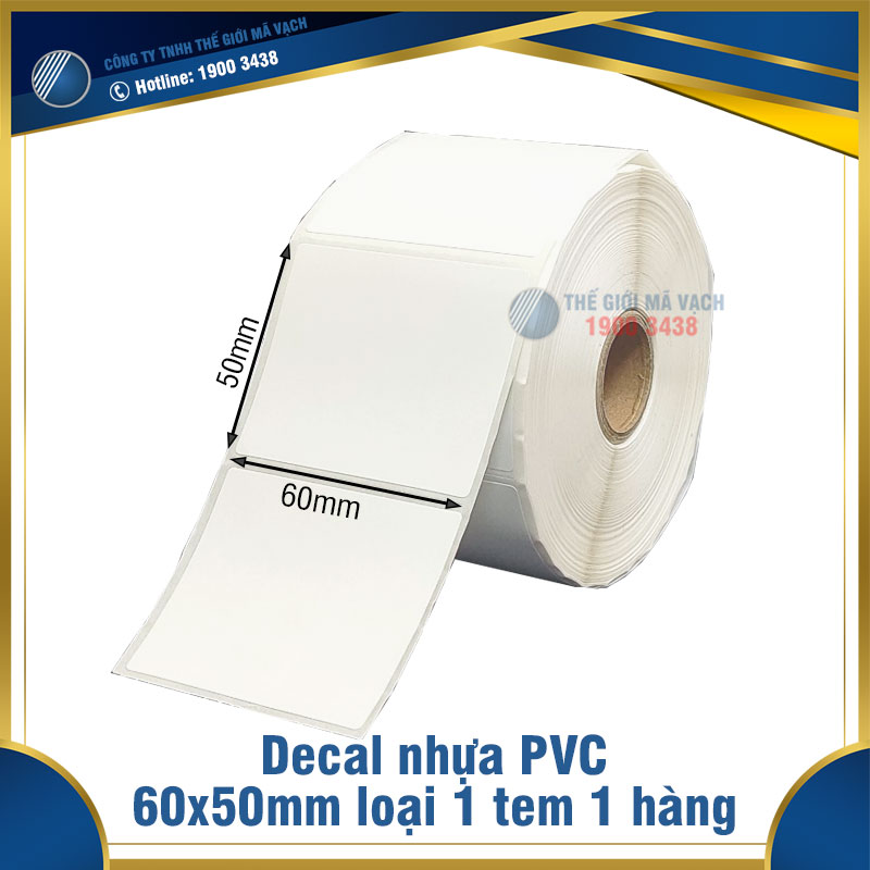 Decal nhựa PVC 60x50mm loại 1 tem 1 hàng