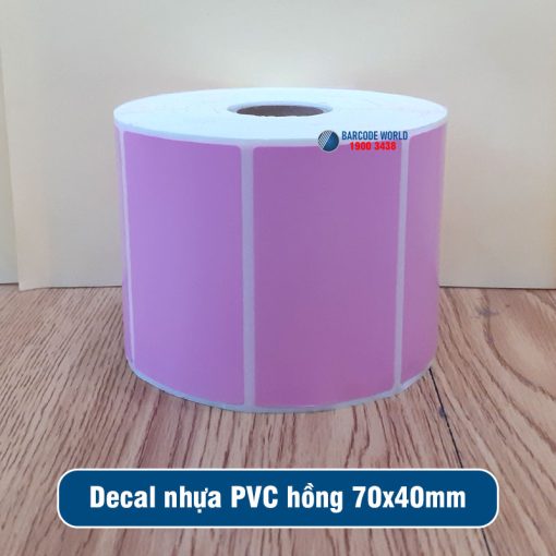 Decal nhựa PVC 70x40mm màu hồng giá tốt