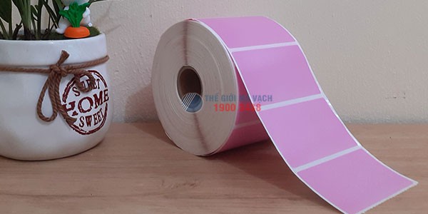 Decal nhựa PVC 70x40mm màu hồng với tem bế đồng đều, chất lượng