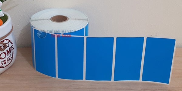 Decal nhựa PVC 70x40mm màu xanh dương chất lượng tem bền