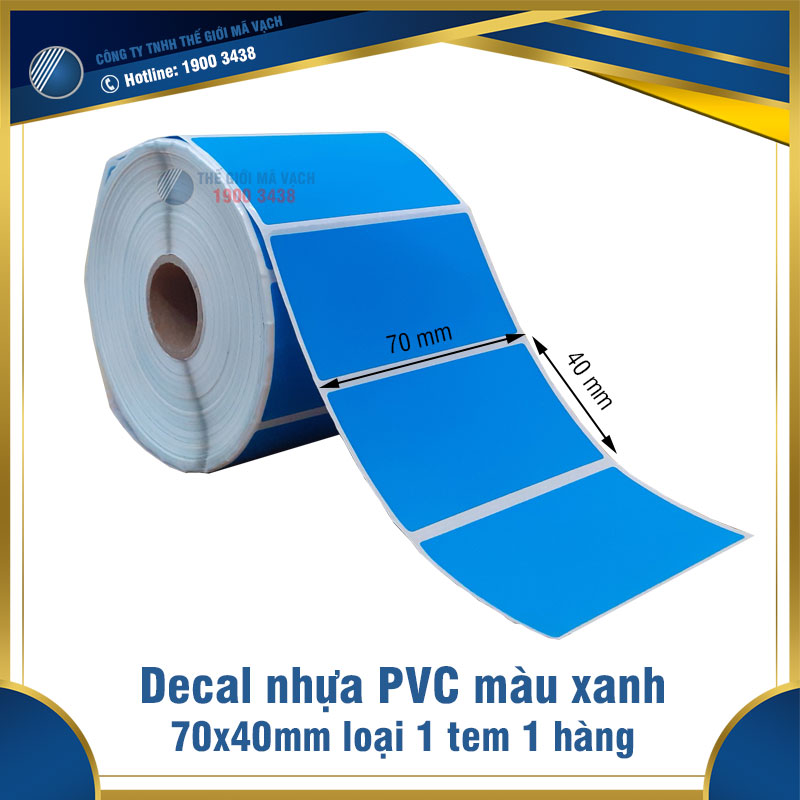 Decal nhựa PVC 70x40mm màu xanh dương