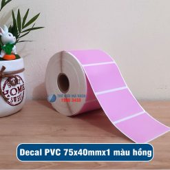 Decal nhựa PVC 75x40mm màu hồng giá tốt