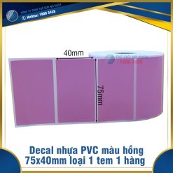 Decal nhựa PVC 75x40mm màu hồng