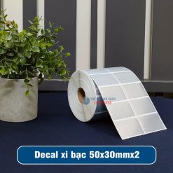 Decal xi bạc 50x30mm loại 2 tem 1 hàng giá tốt