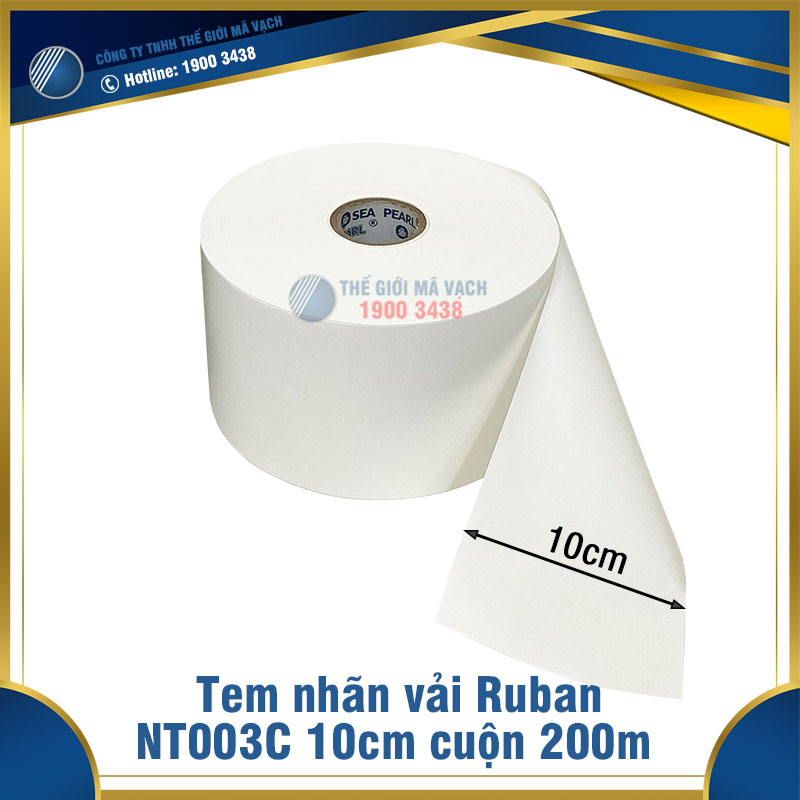 Tem nhãn vải Ruban NT003C 10cm (100mm) cuộn 200m