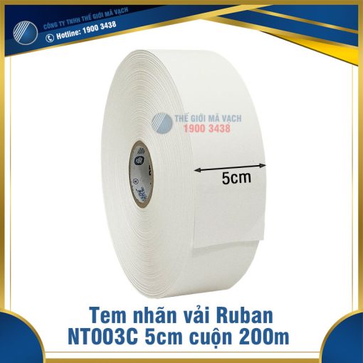 Tem nhãn vải Ruban NT003C 5cm (50mm) cuộn 200m